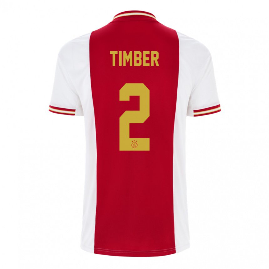 Niño Camiseta Jurrien Timber #2 Rojo Oscuro Blanco 1ª Equipación 2022/23 La Camisa