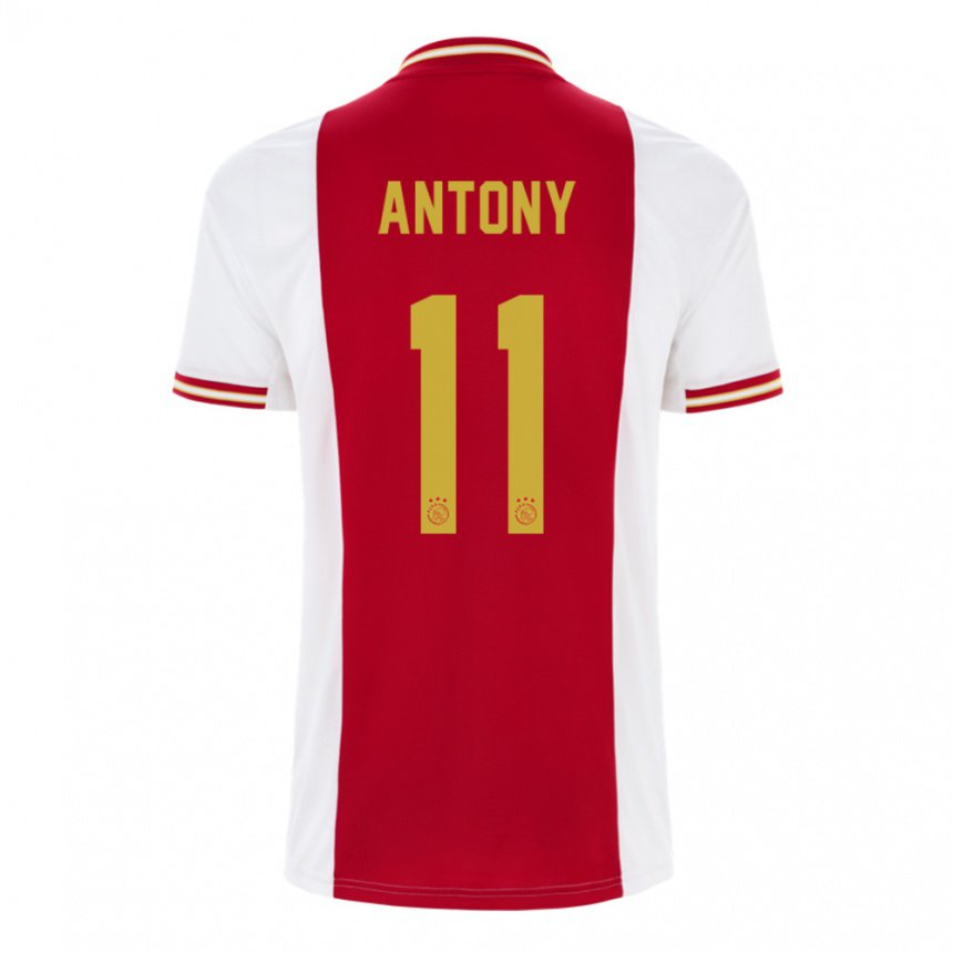 Niño Camiseta Antony #11 Rojo Oscuro Blanco 1ª Equipación 2022/23 La Camisa
