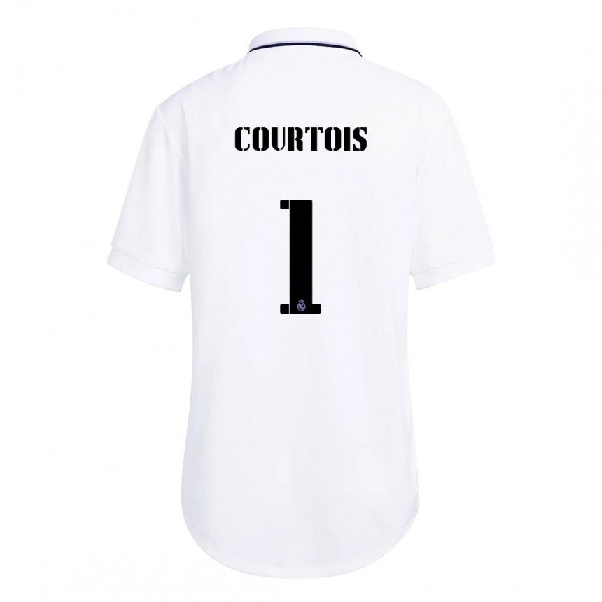 Niño Camiseta Thibaut Courtois #1 Blanco Púrpura 1ª Equipación 2022/23 La Camisa