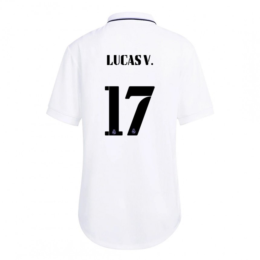 Niño Camiseta Lucas Vazquez #17 Blanco Púrpura 1ª Equipación 2022/23 La Camisa