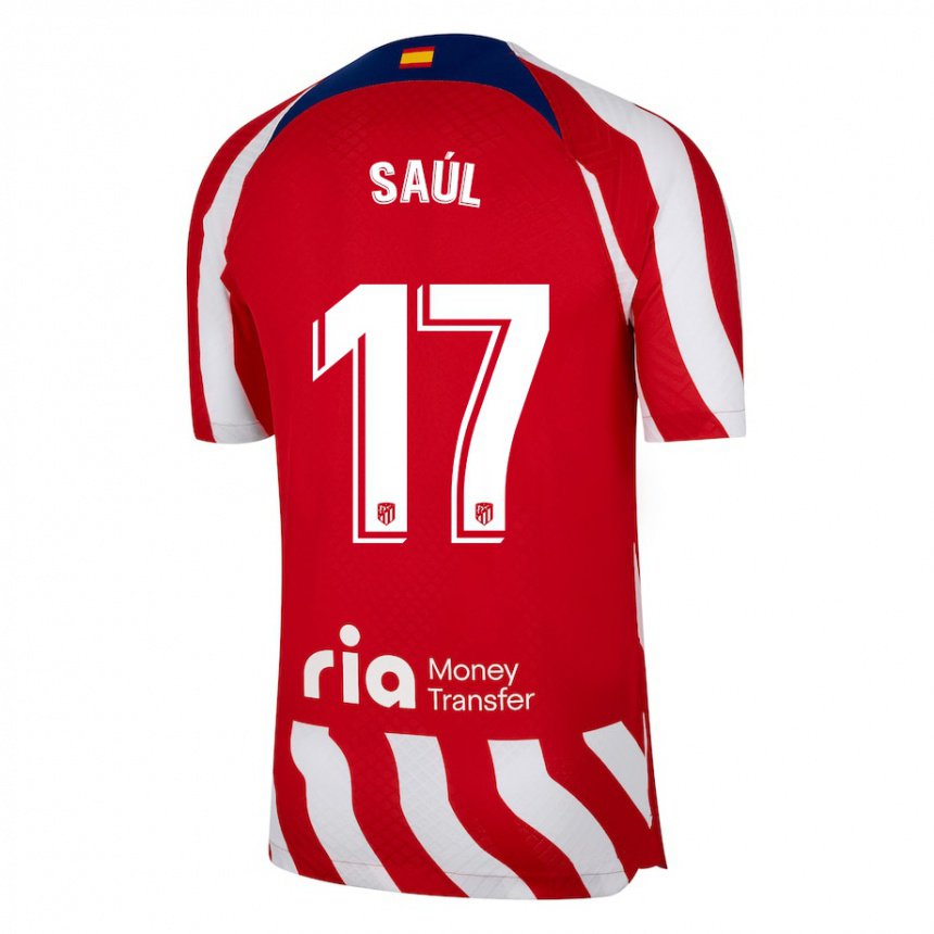 Niño Camiseta Saul Niguez #17 Rojo Blanco Azul 1ª Equipación 2022/23 La Camisa