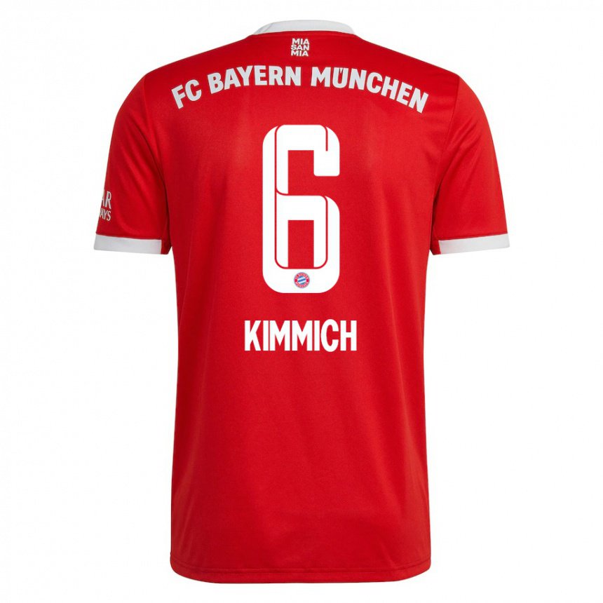Niño Camiseta Joshua Kimmich #6 Neon Rojo Blanco 1ª Equipación 2022/23 La Camisa