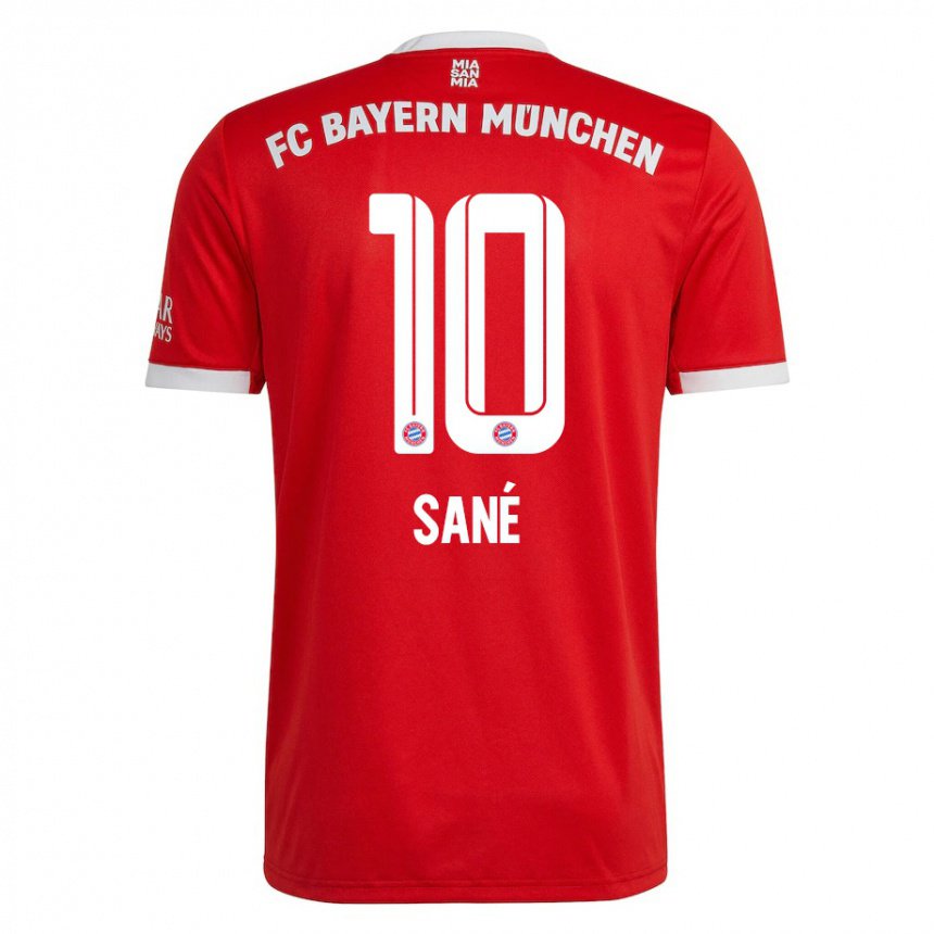 Niño Camiseta Leroy Sane #10 Neon Rojo Blanco 1ª Equipación 2022/23 La Camisa