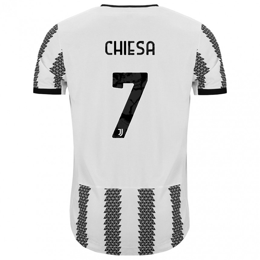 Niño Camiseta Federico Chiesa #7 Blanco Negro 1ª Equipación 2022/23 La Camisa