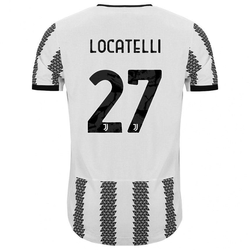 Niño Camiseta Manuel Locatelli #27 Blanco Negro 1ª Equipación 2022/23 La Camisa