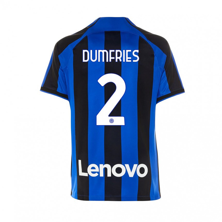 Niño Camiseta Denzel Dumfries #2 Azul Real Negro 1ª Equipación 2022/23 La Camisa