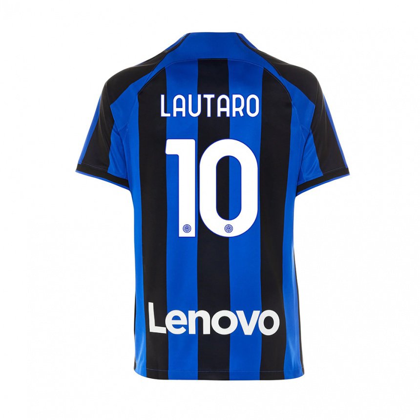 Niño Camiseta Lautaro Martínez #10 Azul Real Negro 1ª Equipación 2022/23 La Camisa