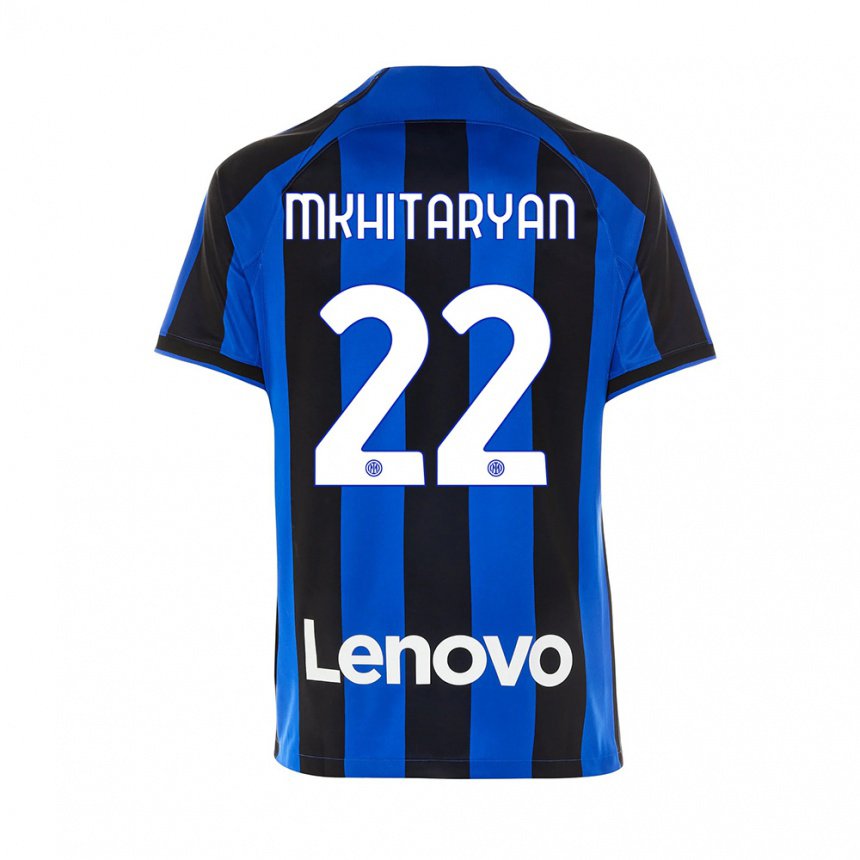 Niño Camiseta Henrikh Mkhitaryan #22 Azul Real Negro 1ª Equipación 2022/23 La Camisa