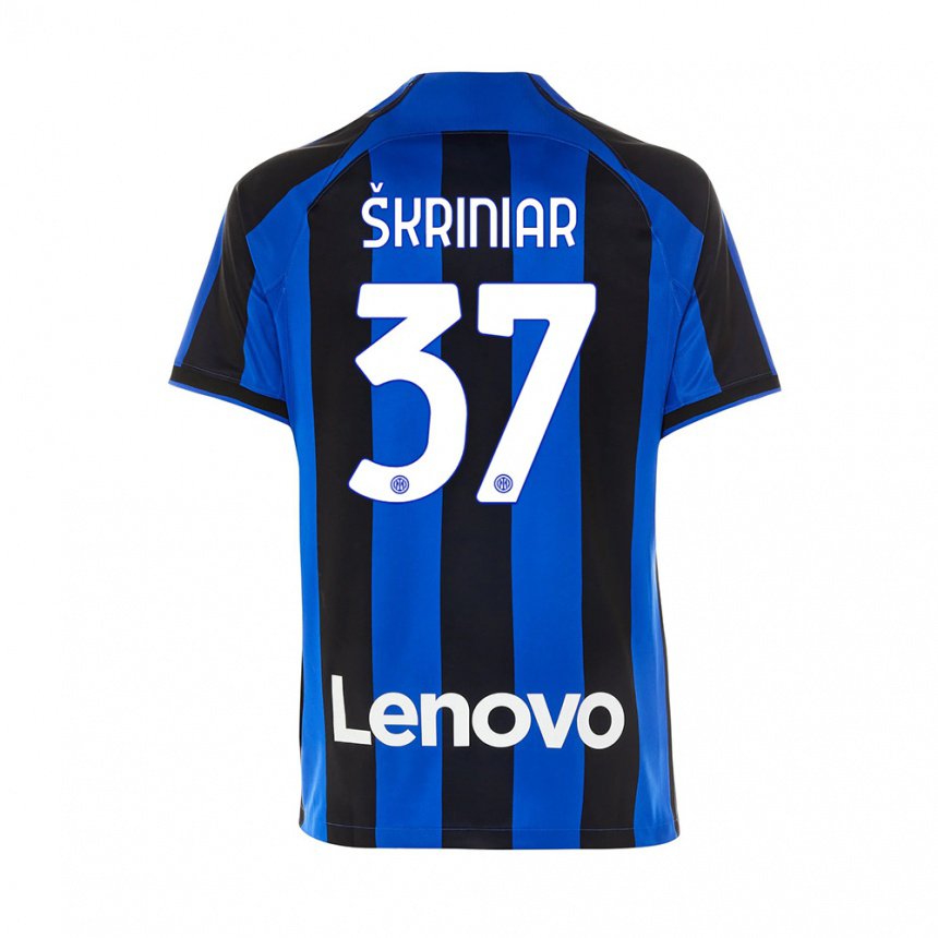Niño Camiseta Milan Skriniar #37 Azul Real Negro 1ª Equipación 2022/23 La Camisa