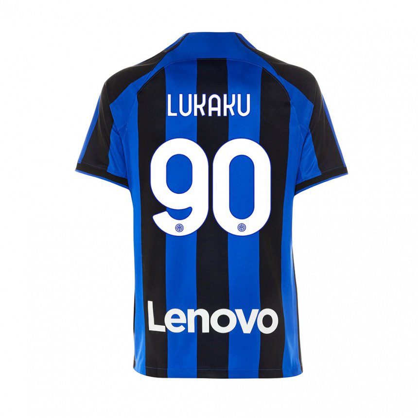 Niño Camiseta Romelu Lukaku #90 Azul Real Negro 1ª Equipación 2022/23 La Camisa