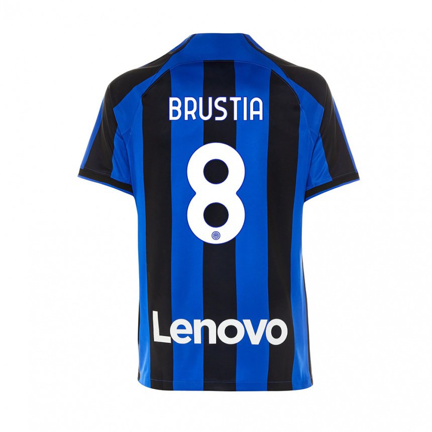 Niño Camiseta Martina Brustia #8 Azul Real Negro 1ª Equipación 2022/23 La Camisa