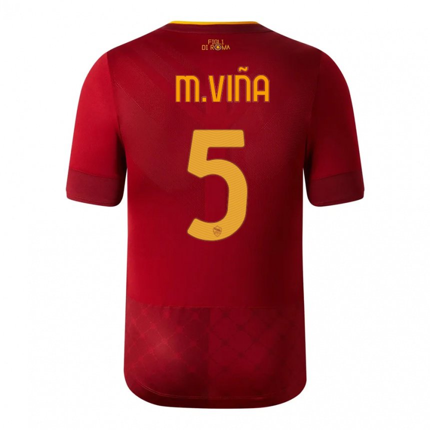 Niño Camiseta Matias Vina #5 Marrón Rojo 1ª Equipación 2022/23 La Camisa