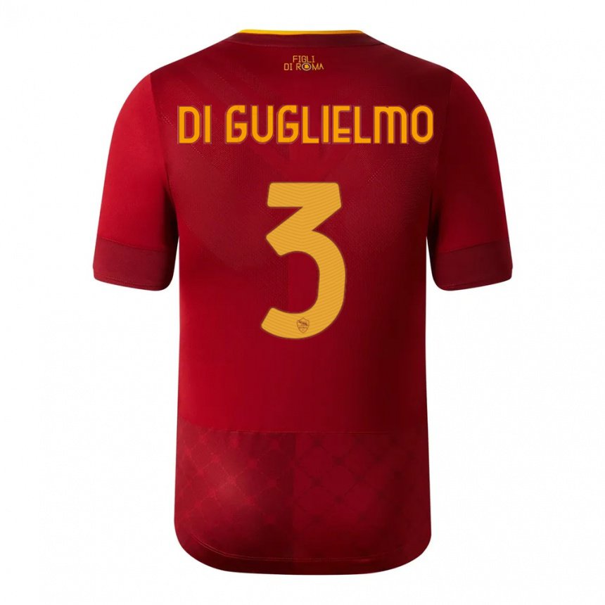 Niño Camiseta Lucia Di Guglielmo #3 Marrón Rojo 1ª Equipación 2022/23 La Camisa