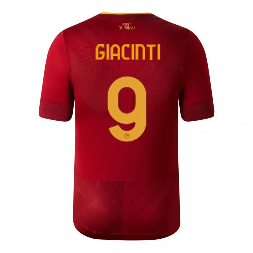 Niño Camiseta Valentina Giacinti #9 Marrón Rojo 1ª Equipación 2022/23 La Camisa