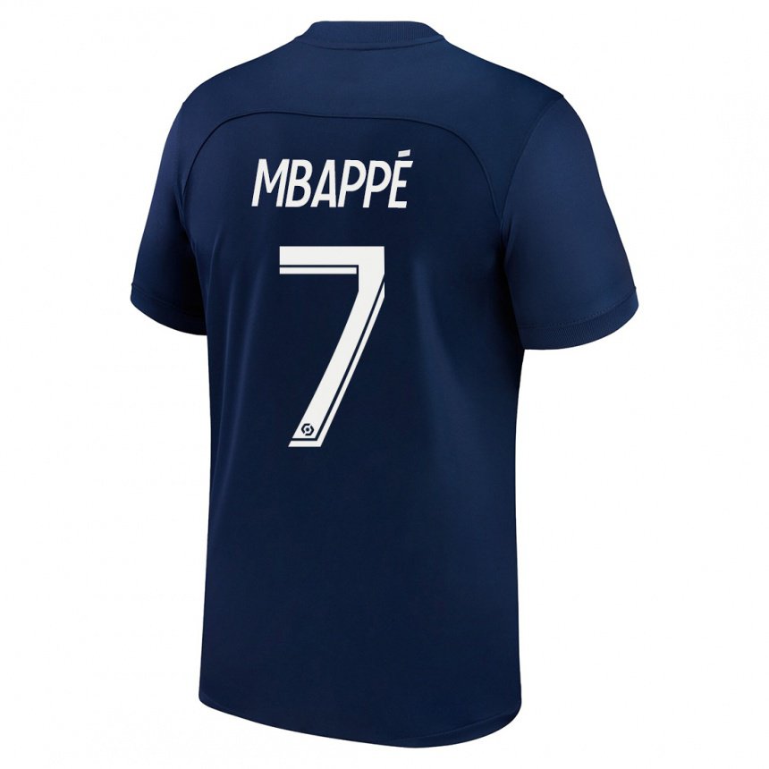 Niño Camiseta Kylian Mbappe #7 Azul Oscuro Rojo 1ª Equipación 2022/23 La Camisa
