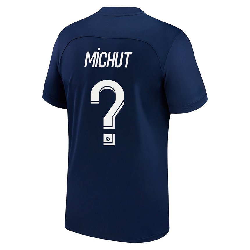 Niño Camiseta Edouard Michut #0 Azul Oscuro Rojo 1ª Equipación 2022/23 La Camisa