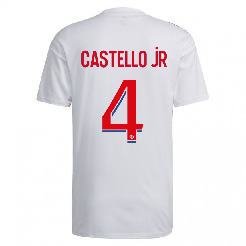 Niño Camiseta Castello Lukeba #4 Blanco Azul Rojo 1ª Equipación 2022/23 La Camisa