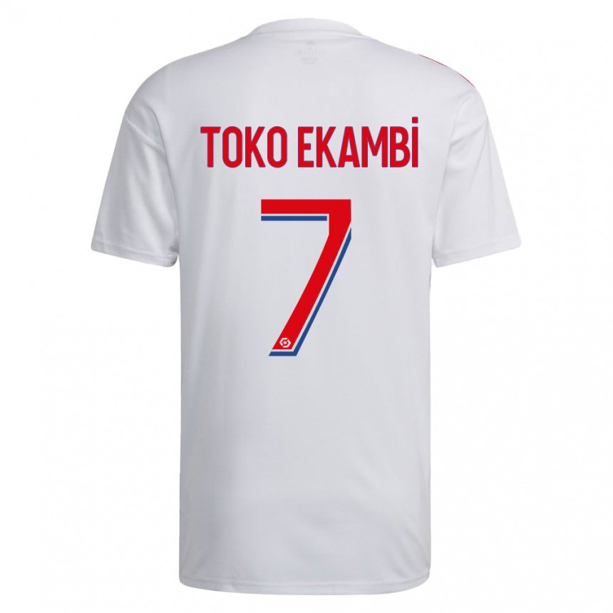 Niño Camiseta Karl Toko Ekambi #7 Blanco Azul Rojo 1ª Equipación 2022/23 La Camisa