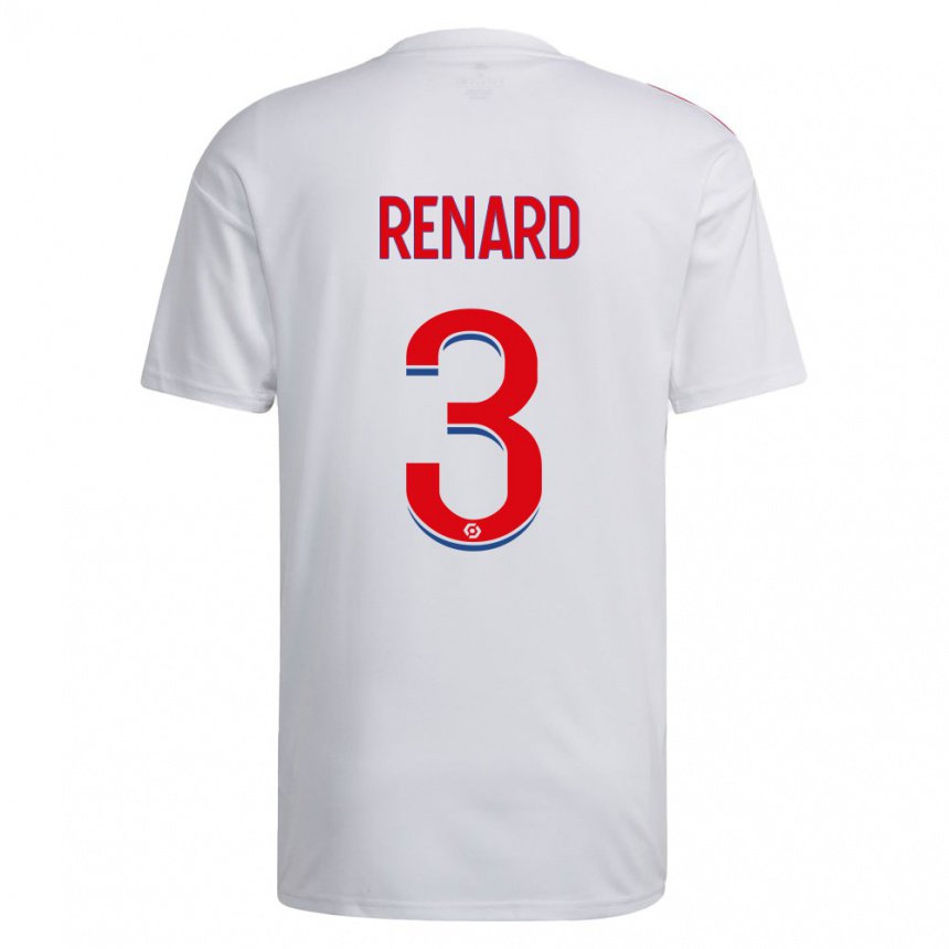 Niño Camiseta Wendie Renard #3 Blanco Azul Rojo 1ª Equipación 2022/23 La Camisa