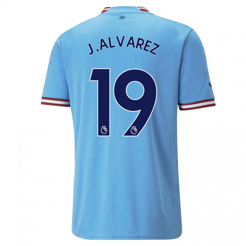 Niño Camiseta Julian Alvarez #19 Azul Rojo 1ª Equipación 2022/23 La Camisa