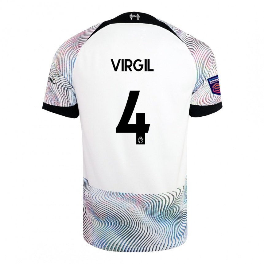 Niño Camiseta Virgil Van Dijk #4 Blanco Colorido 2ª Equipación 2022/23 La Camisa