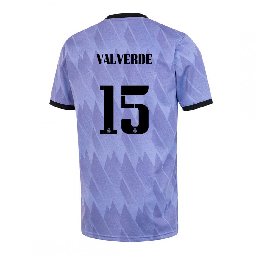 Niño Camiseta Federico Valverde #15 Púrpura Negro 2ª Equipación 2022/23 La Camisa
