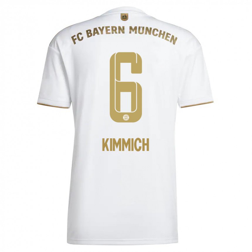 Niño Camiseta Joshua Kimmich #6 Oro Blanco 2ª Equipación 2022/23 La Camisa
