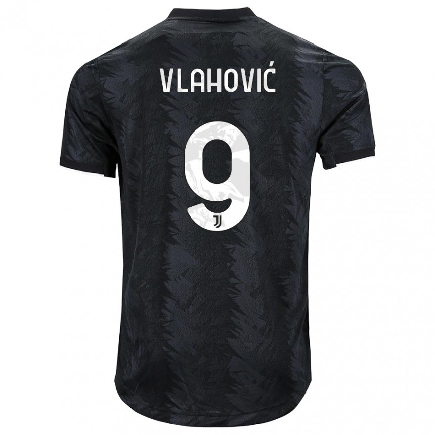 Niño Camiseta Dusan Vlahovic #9 Negro Oscuro 2ª Equipación 2022/23 La Camisa