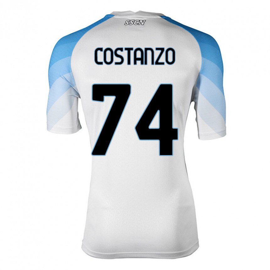 Niño Camiseta Davide Costanzo #74 Blanco Cielo Azul 2ª Equipación 2022/23 La Camisa