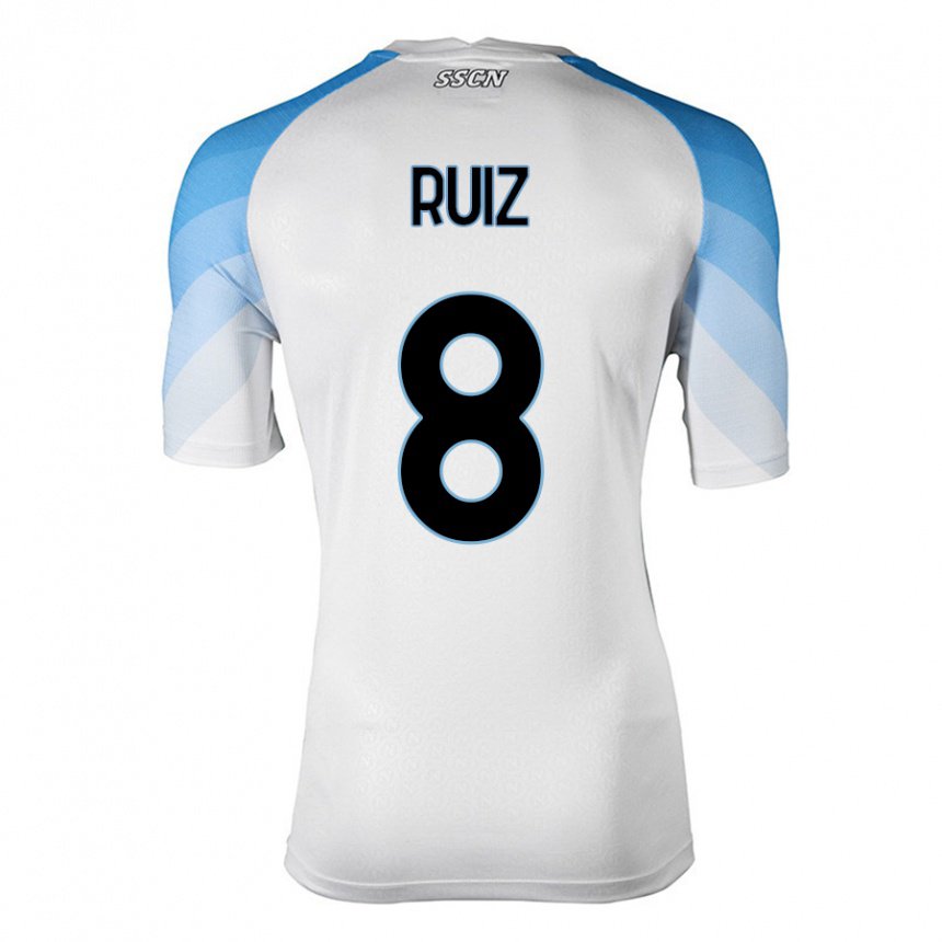 Niño Camiseta Fabian Ruiz #8 Blanco Cielo Azul 2ª Equipación 2022/23 La Camisa