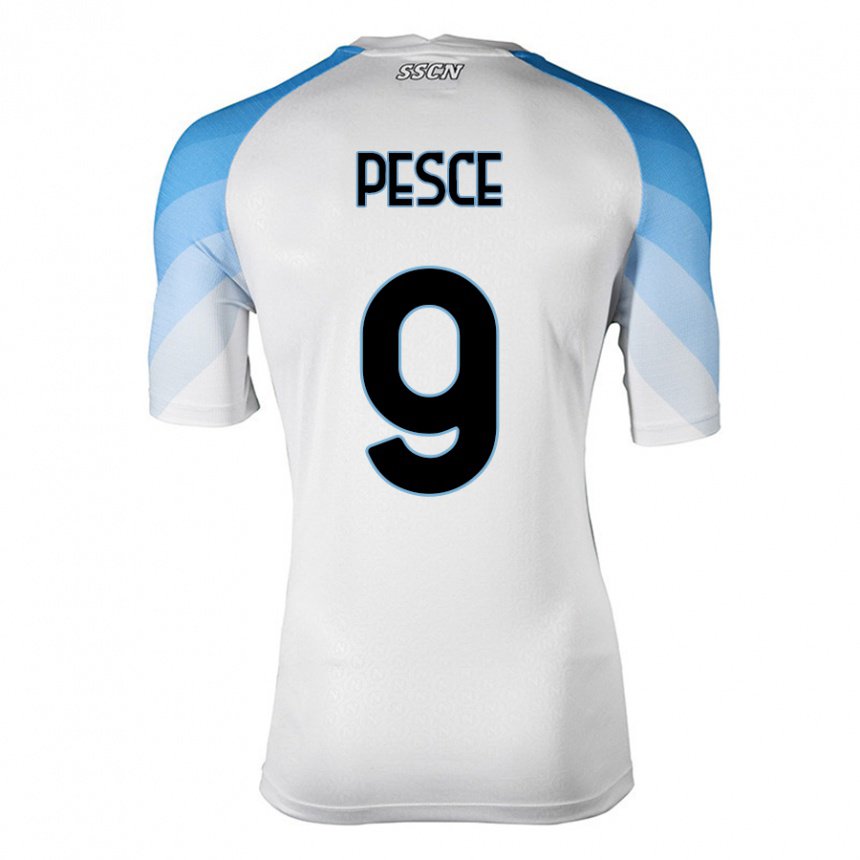 Niño Camiseta Antonio Pesce #9 Blanco Cielo Azul 2ª Equipación 2022/23 La Camisa