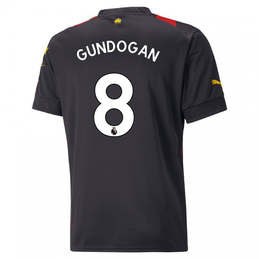 Niño Camiseta Ilkay Gundogan #8 Negro Rojo 2ª Equipación 2022/23 La Camisa
