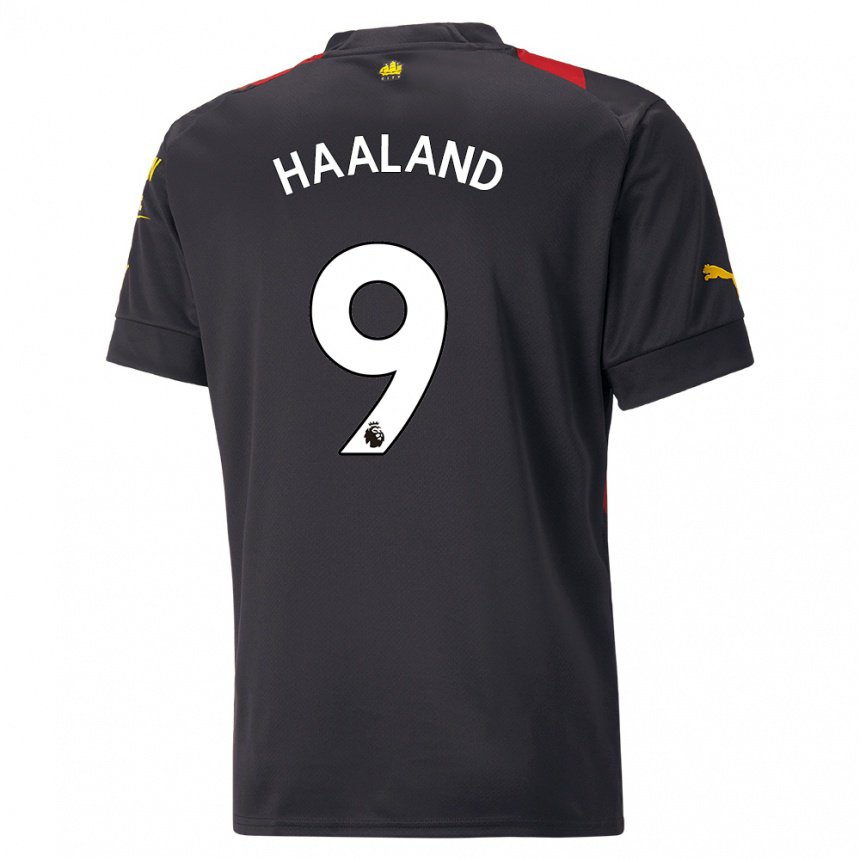 Niño Camiseta Erling Haaland #9 Negro Rojo 2ª Equipación 2022/23 La Camisa