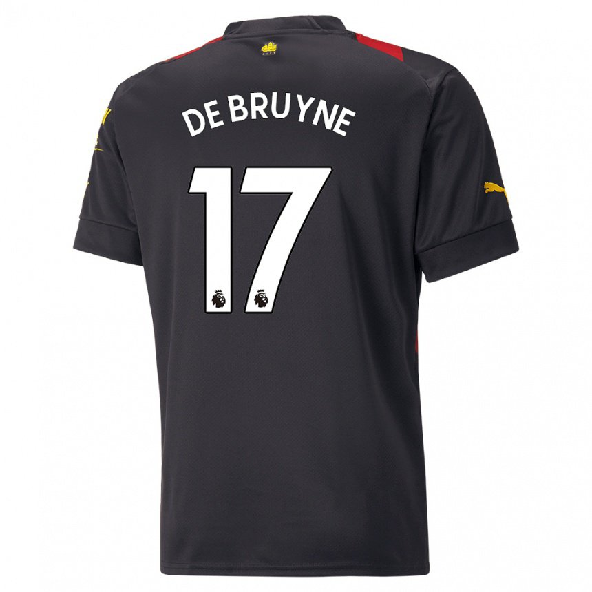 Niño Camiseta Kevin De Bruyne #17 Negro Rojo 2ª Equipación 2022/23 La Camisa