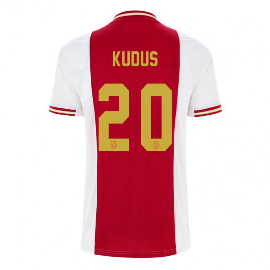 Hombre Camiseta Mohammed Kudus #20 Rojo Oscuro Blanco 1ª Equipación 2022/23 La Camisa