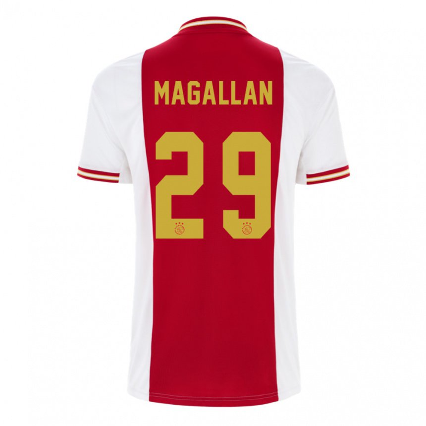 Hombre Camiseta Lisandro Magallan #29 Rojo Oscuro Blanco 1ª Equipación 2022/23 La Camisa