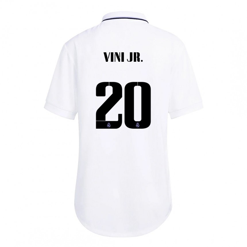 Hombre Camiseta Vinicius Junior #20 Blanco Púrpura 1ª Equipación 2022/23 La Camisa