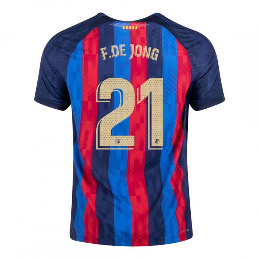 Hombre Camiseta Frenkie De Jong #21 Azul Escarlata 1ª Equipación 2022/23 La Camisa