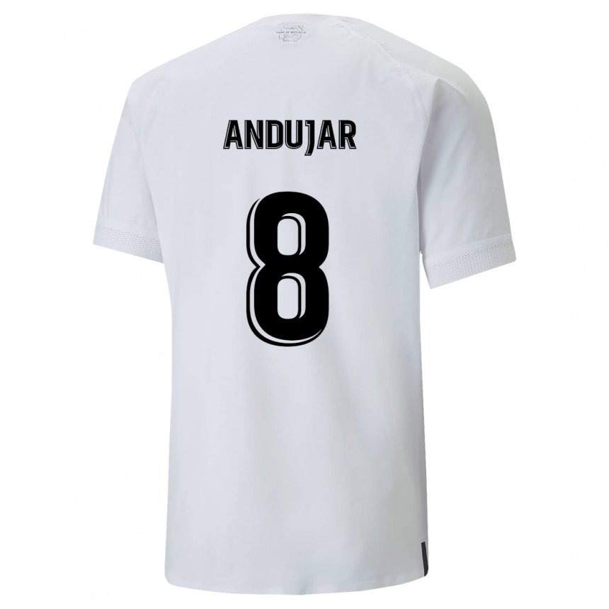 Hombre Camiseta Candela Andujar #8 Blanco Cremoso 1ª Equipación 2022/23 La Camisa