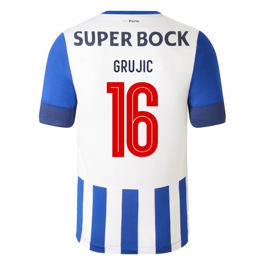 Hombre Camiseta Marko Grujic #16 Azul Real 1ª Equipación 2022/23 La Camisa
