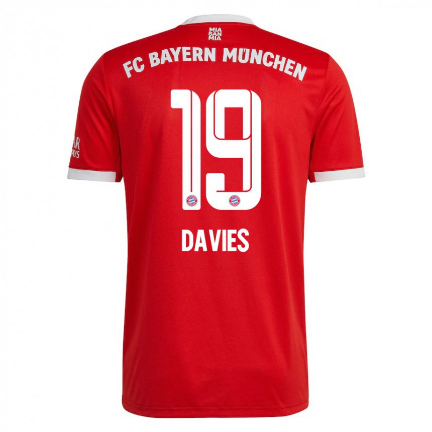 Hombre Camiseta Alphonso Davies #19 Neon Rojo Blanco 1ª Equipación 2022/23 La Camisa