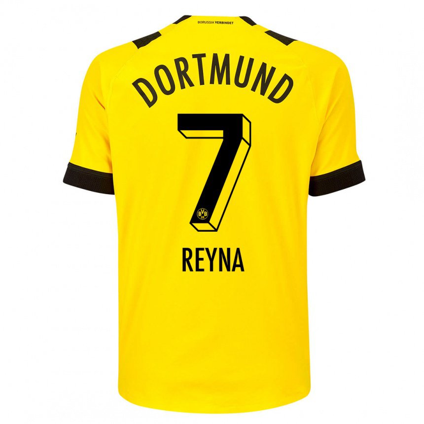 Hombre Camiseta Giovanni Reyna #7 Amarillo 1ª Equipación 2022/23 La Camisa