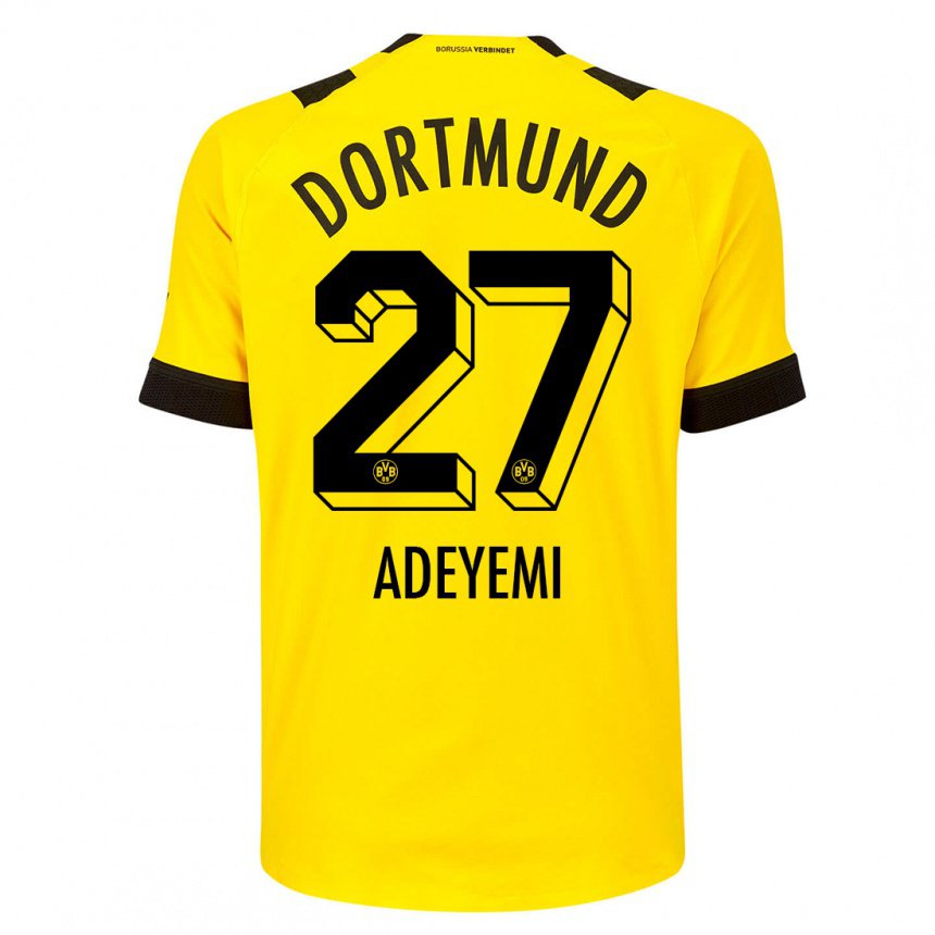 Hombre Camiseta Karim Adeyemi #27 Amarillo 1ª Equipación 2022/23 La Camisa