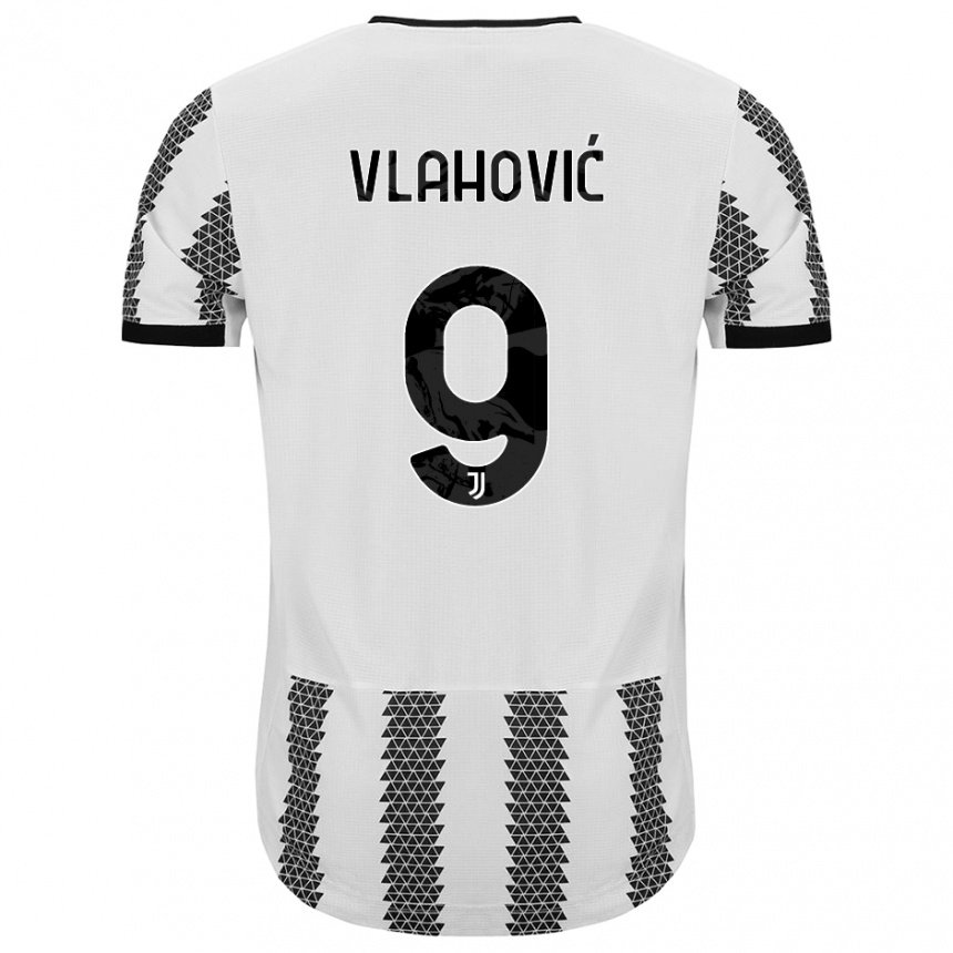 Hombre Camiseta Dusan Vlahovic #9 Blanco Negro 1ª Equipación 2022/23 La Camisa