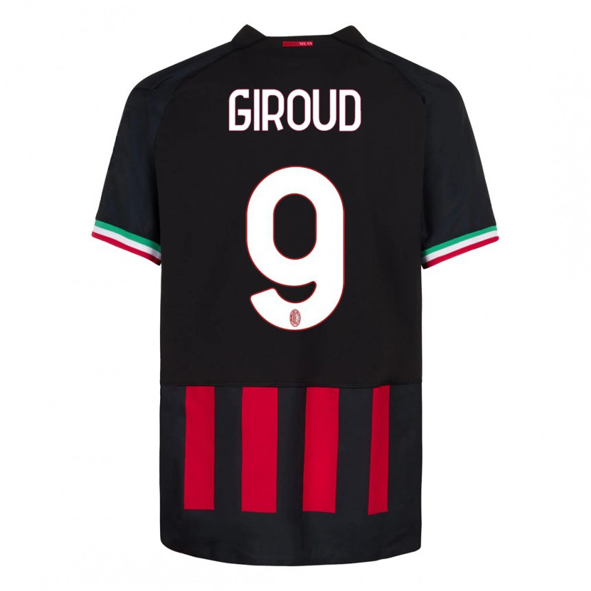 Hombre Camiseta Olivier Giroud #9 Negro Rojo 1ª Equipación 2022/23 La Camisa