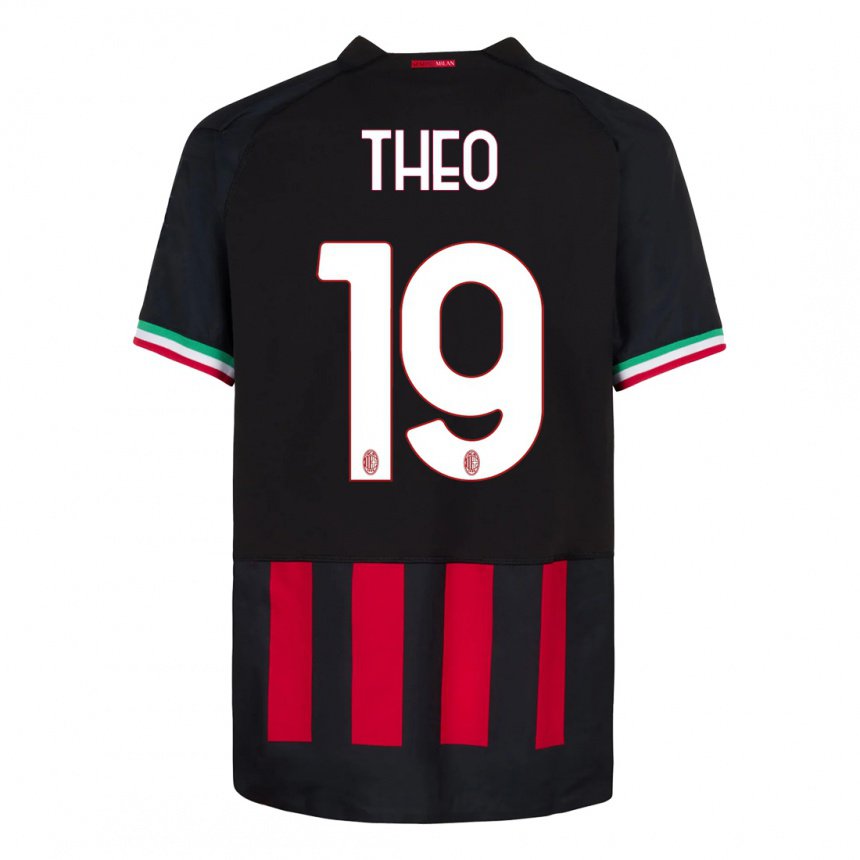 Hombre Camiseta Theo Hernandez #19 Negro Rojo 1ª Equipación 2022/23 La Camisa