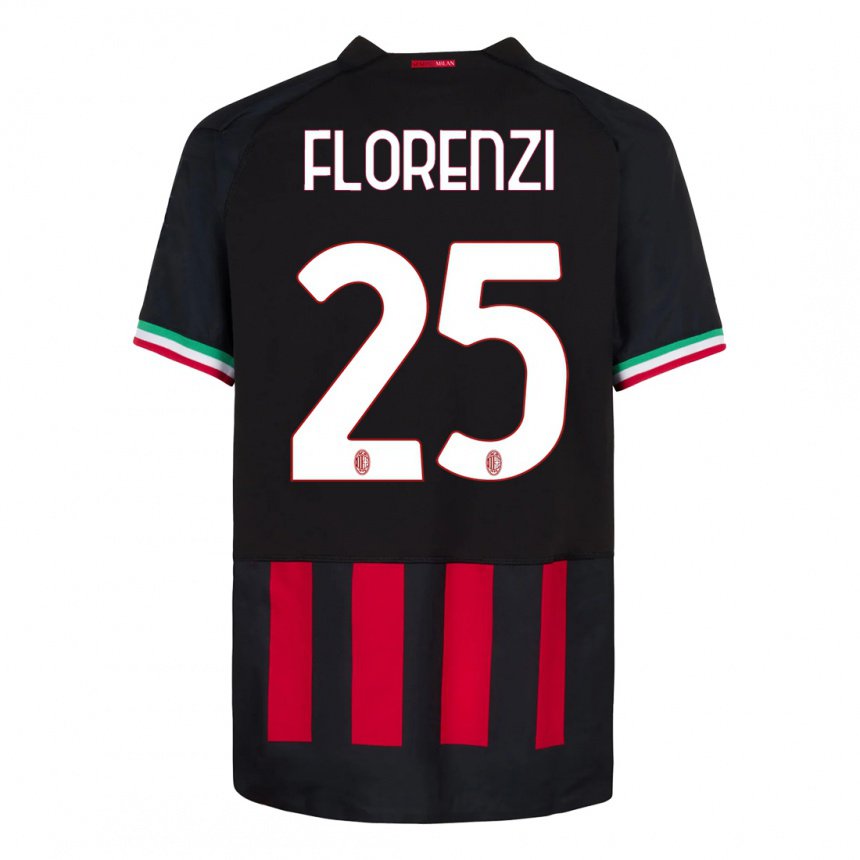 Hombre Camiseta Alessandro Florenzi #25 Negro Rojo 1ª Equipación 2022/23 La Camisa