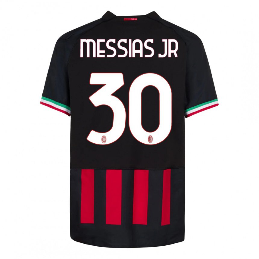 Hombre Camiseta Junior Messias #30 Negro Rojo 1ª Equipación 2022/23 La Camisa