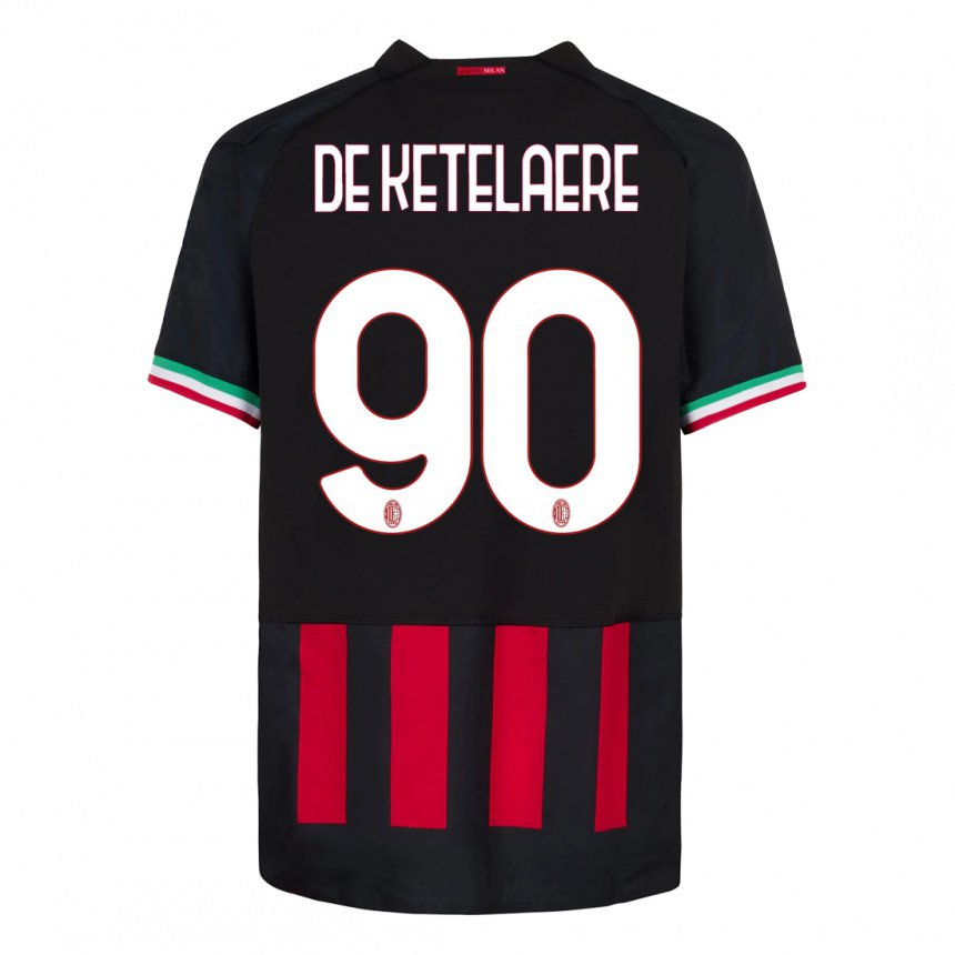 Hombre Camiseta Charles De Ketelaere #90 Negro Rojo 1ª Equipación 2022/23 La Camisa