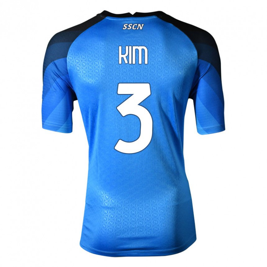 Hombre Camiseta Min-jae Kim #3 Azul Oscuro Gris 1ª Equipación 2022/23 La Camisa